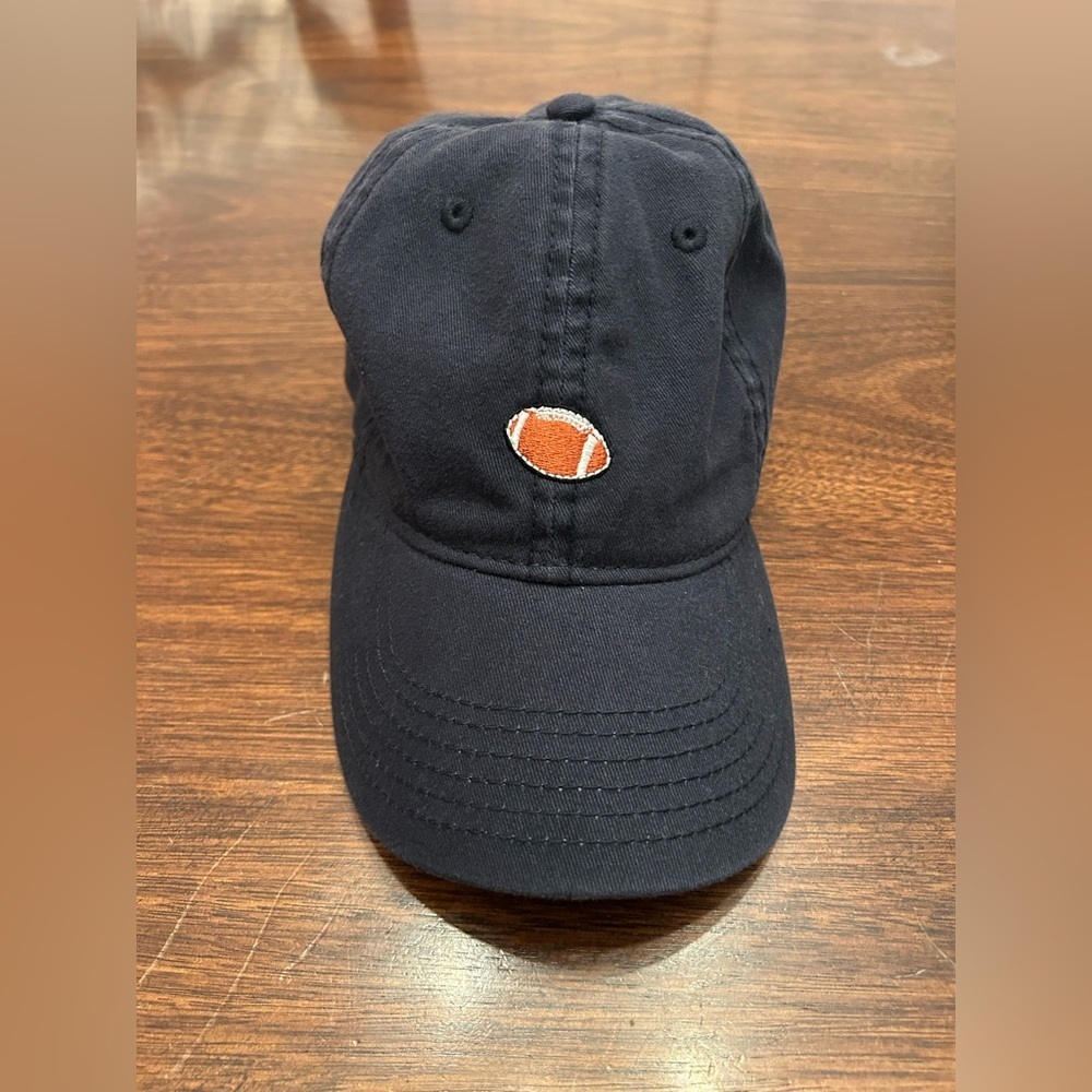 Classic Navy Cap with Orange Football Embroidery